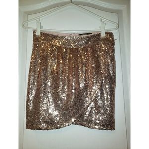 Rose-Gold Sequin Mini Skirt